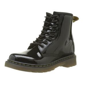 Dr. Martens Junior 1460 Lace Up Boots Girls 3 Boys 2 Black Patent Leather NIB